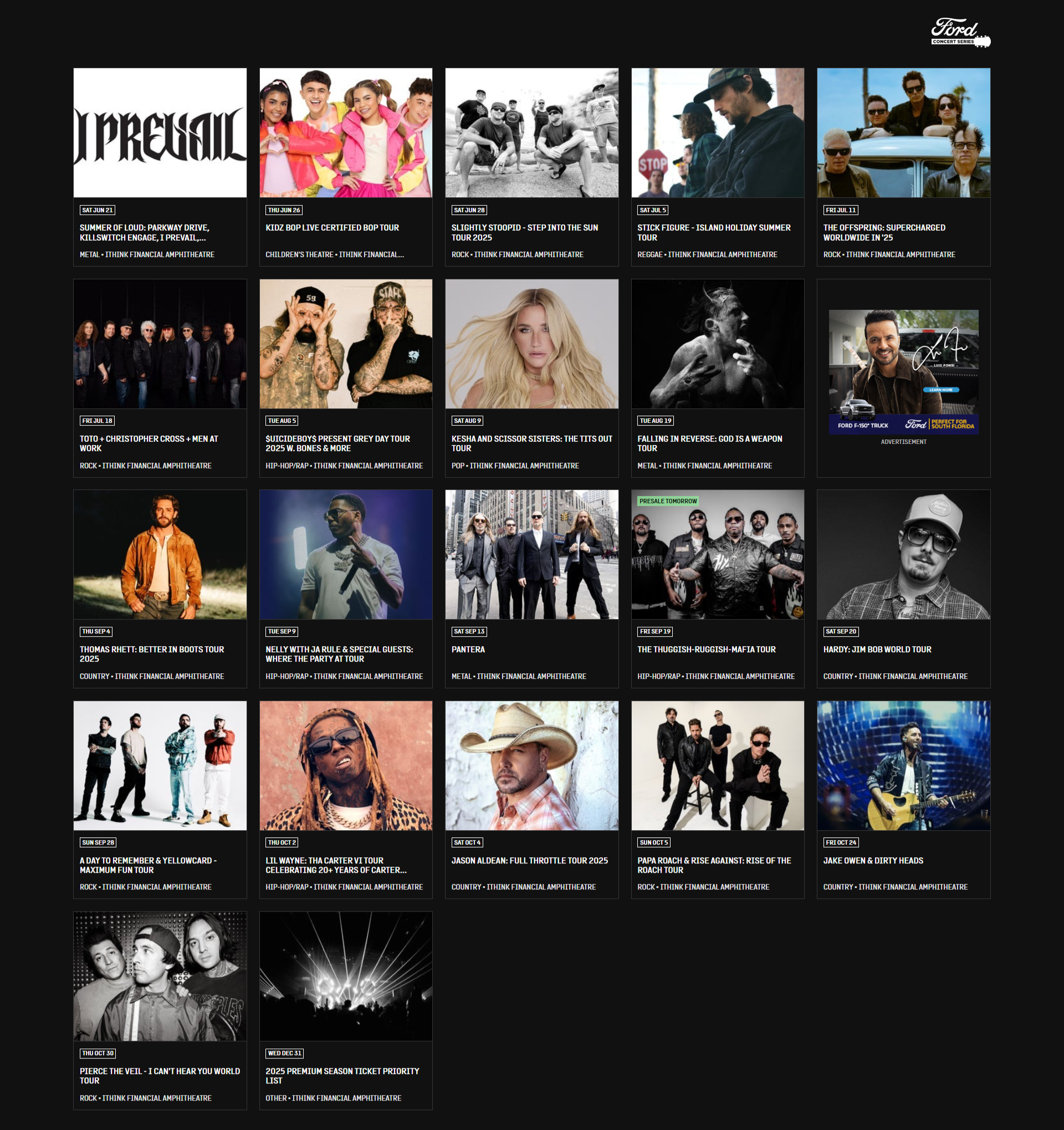 iTHINK Financial Amphitheatre - 2025 show schedule iTHINK Financial Amphitheatre - 2025 show schedule