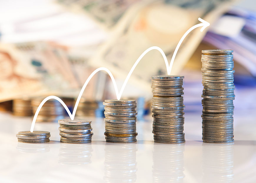 image of stacks of quarters increasing in height