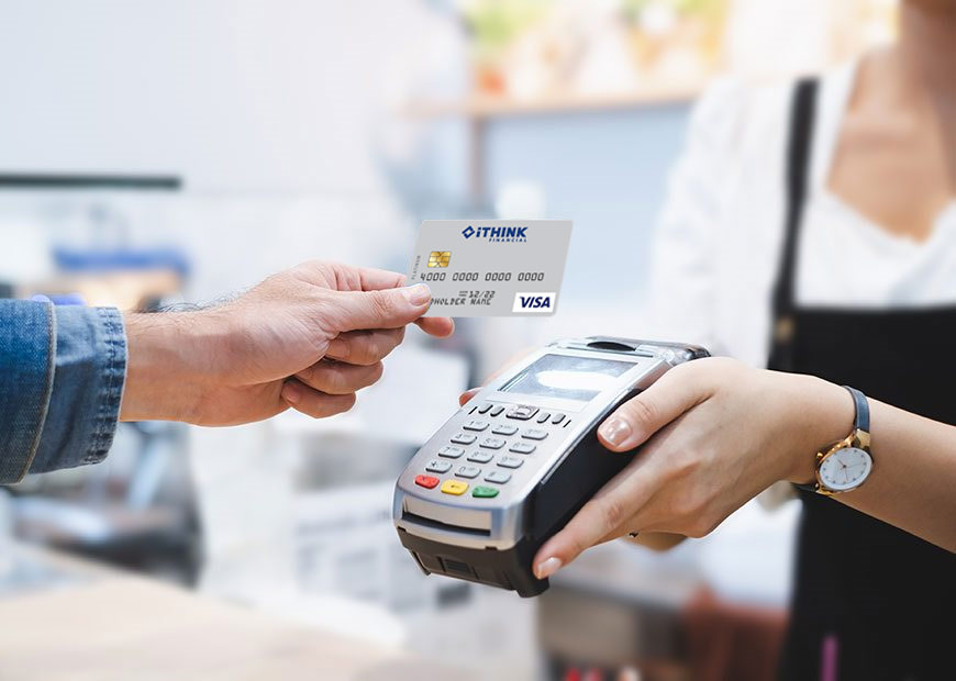 image of iTHINK credit card being used at store