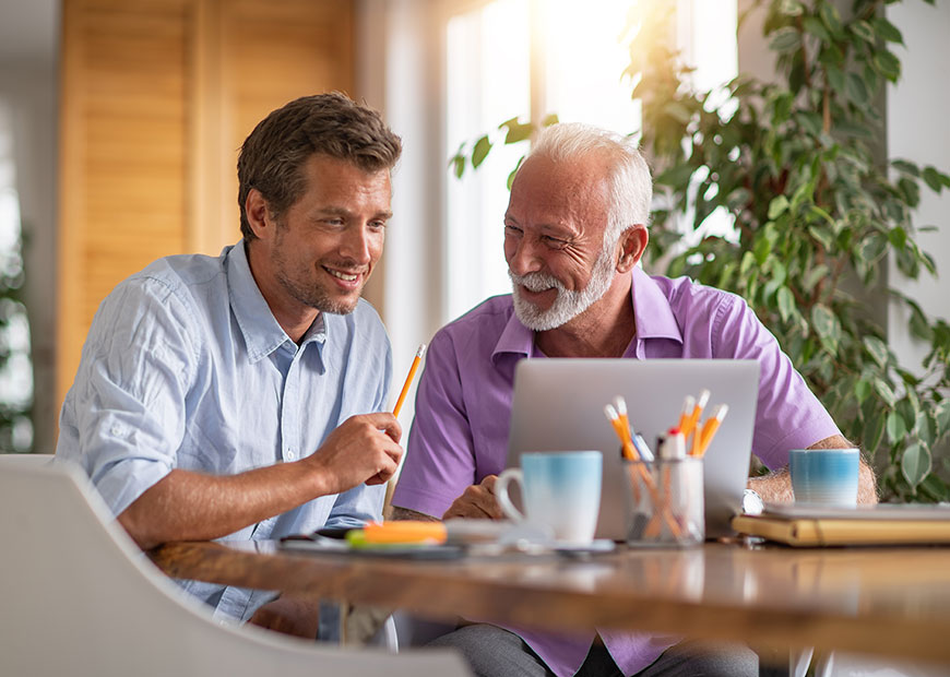 image of senior dad and adult son