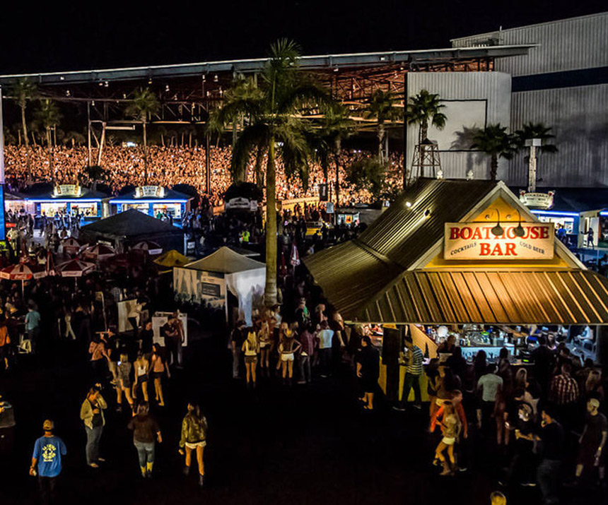image of the iTHINK Financial Amphitheatre during a concert at night